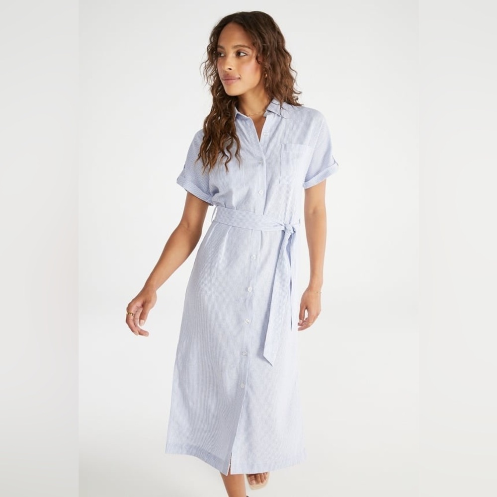 Linen Midi Shirt Dress